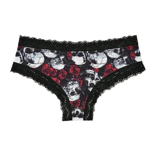 Women's Gothic Contrast Lace Edge Knickers