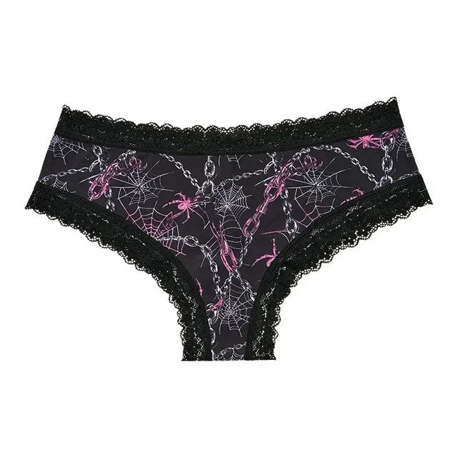 Women's Gothic Contrast Lace Edge Knickers