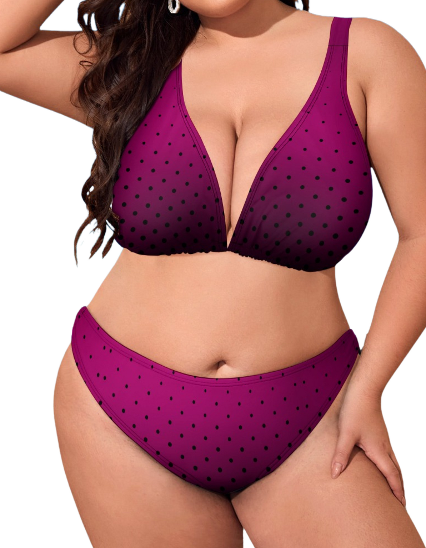 TABOO TIDE Plus Size Women's Ombre Polka Dot Two Piece Bikini