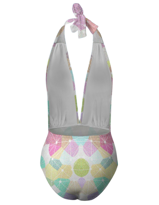 TABOO TIDE Women's Rainbow Geo Print Halter Neck Swimsuit