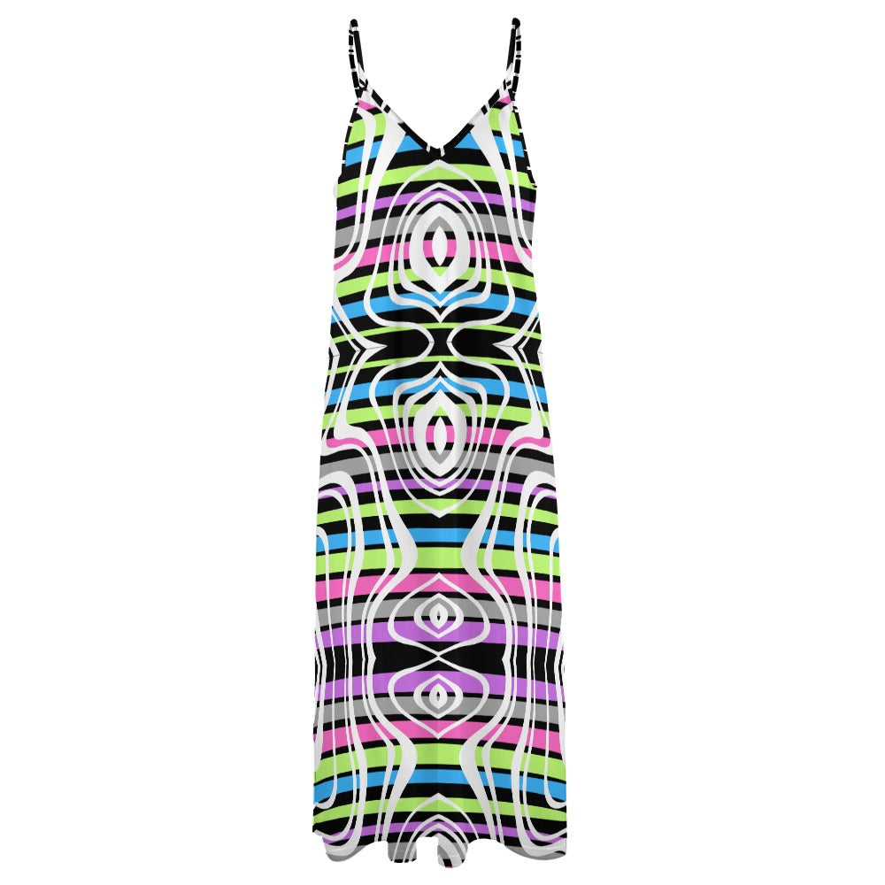 Women's Retro Hippie Print Spaghetti Strap Maxi Dress