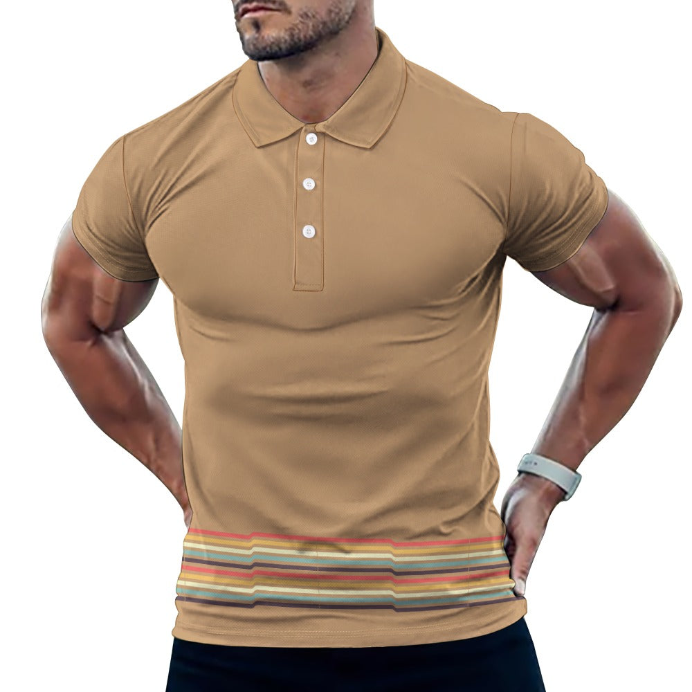 Men's Plus Size Retro Stripe Print Polo Shirt T-shirt