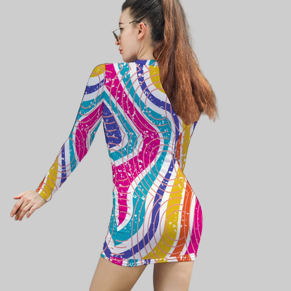 Women's Abstract All Over Print Short Mini Bodycon Dress
