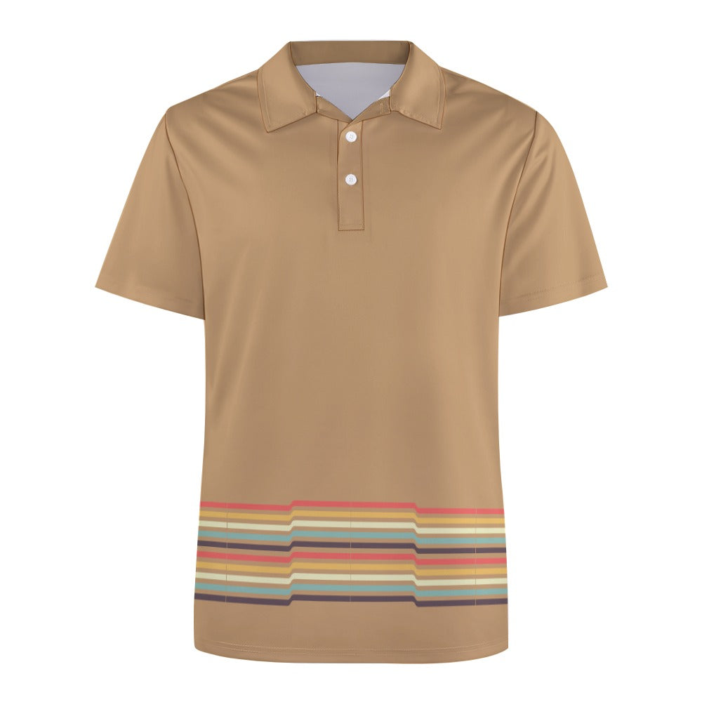 Men's Plus Size Retro Stripe Print Polo Shirt T-shirt