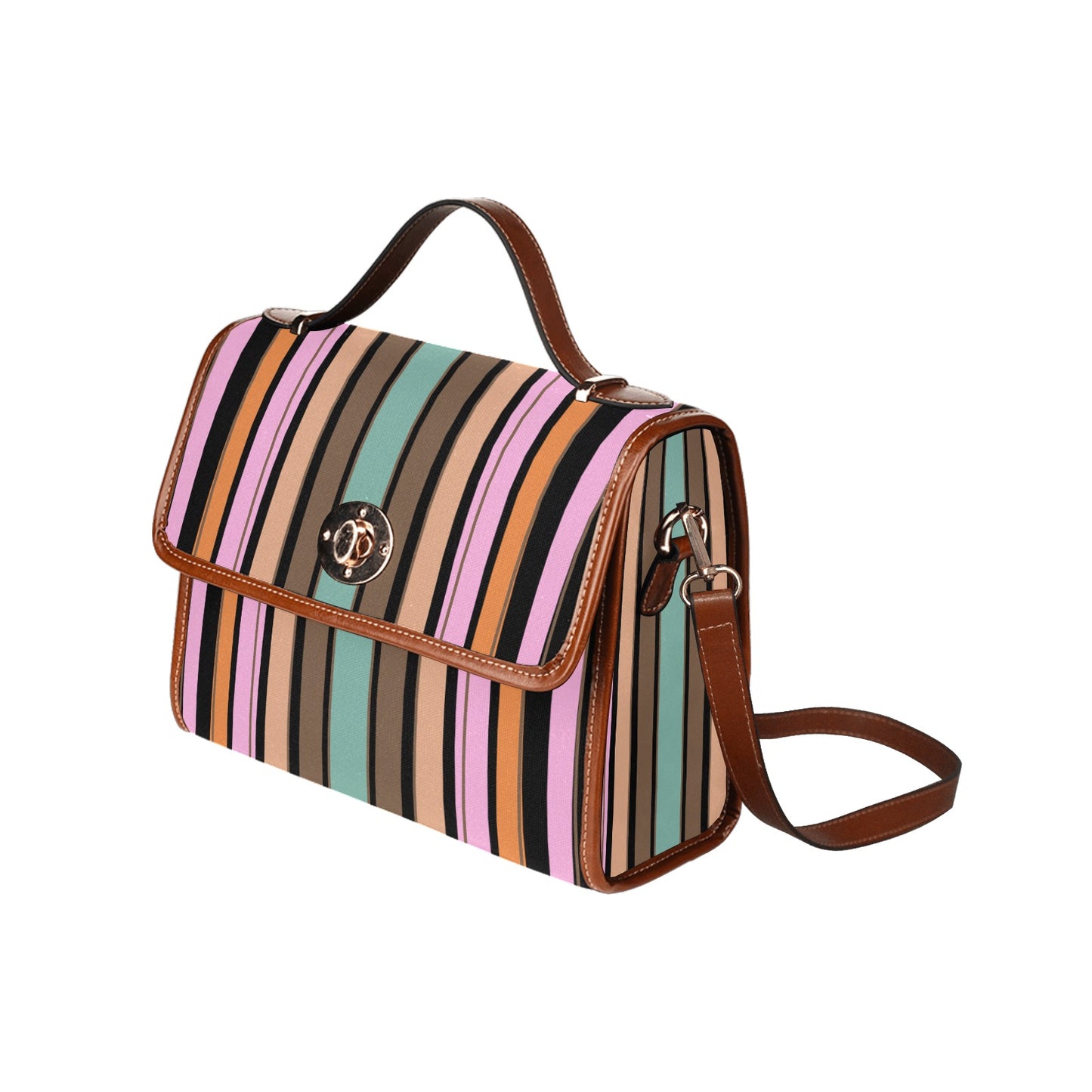 Women's Rustic Stripe Print Handbag With Shoulder Strap