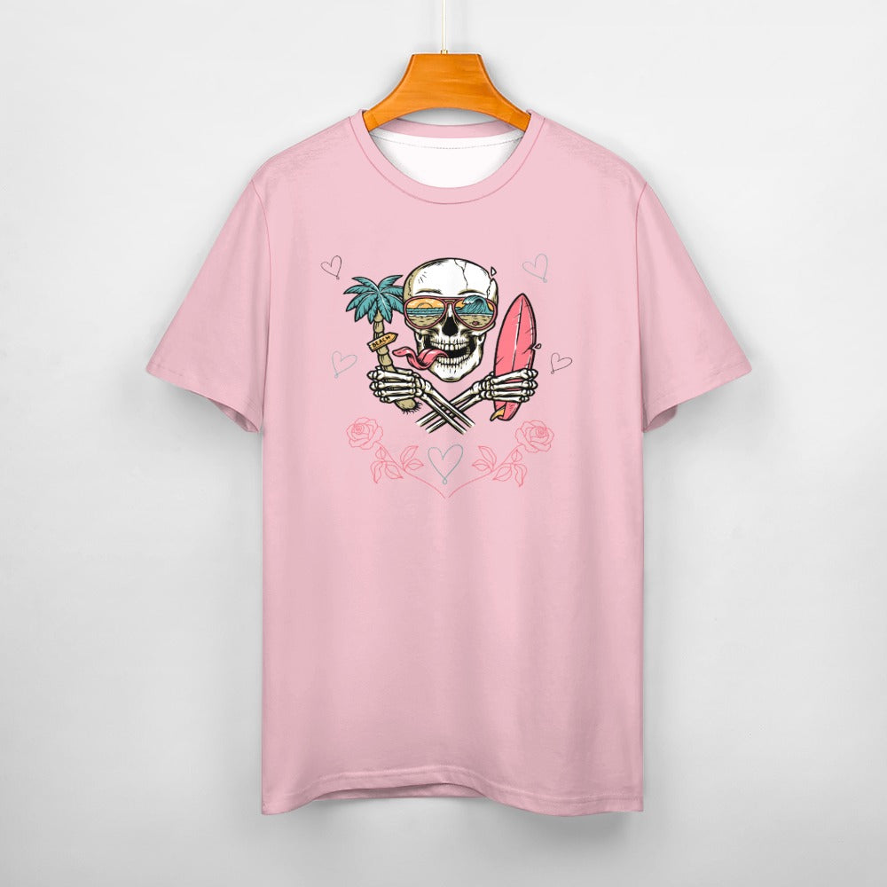 Women's Skull Beach Print Cotton T-shirt