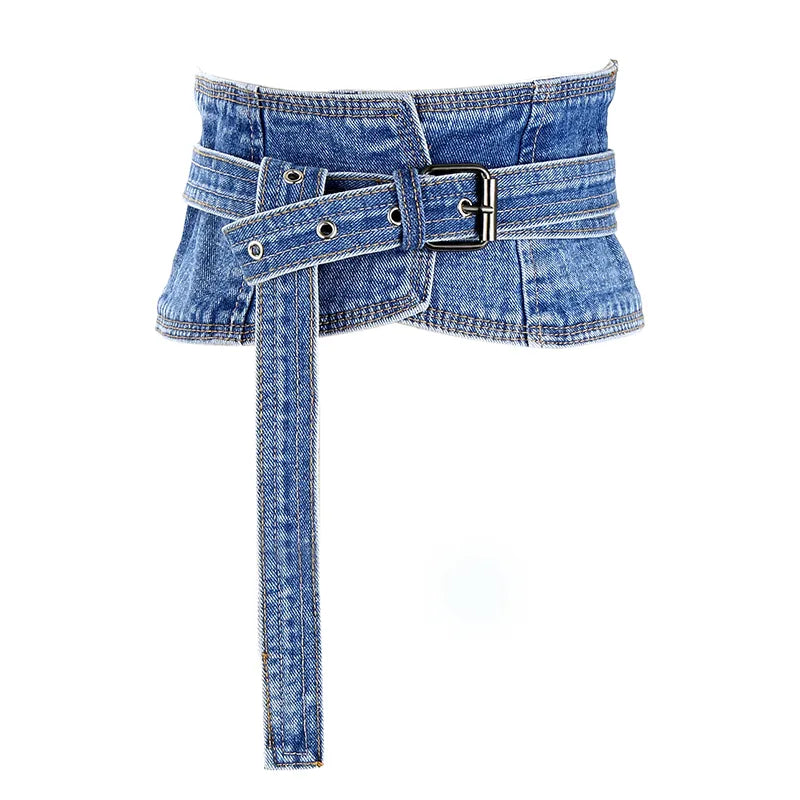 Women's Denim Colour Shapewear Wide Belt Corset Gothic Steampunk Accessory