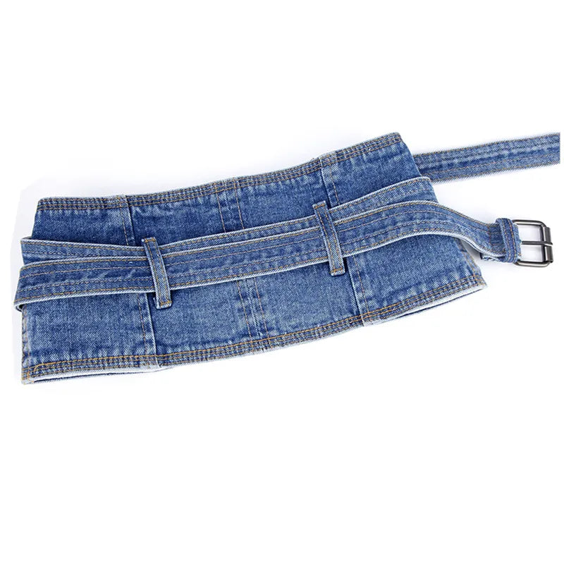 Women's Denim Colour Shapewear Wide Belt Corset Gothic Steampunk Accessory