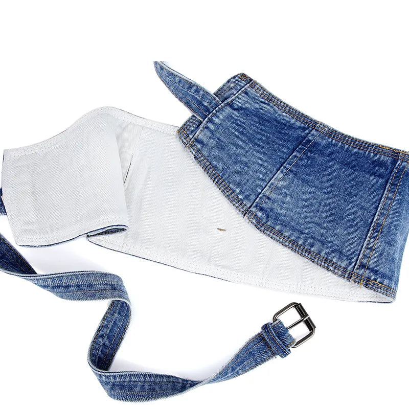 Women's Denim Colour Shapewear Wide Belt Corset Gothic Steampunk Accessory