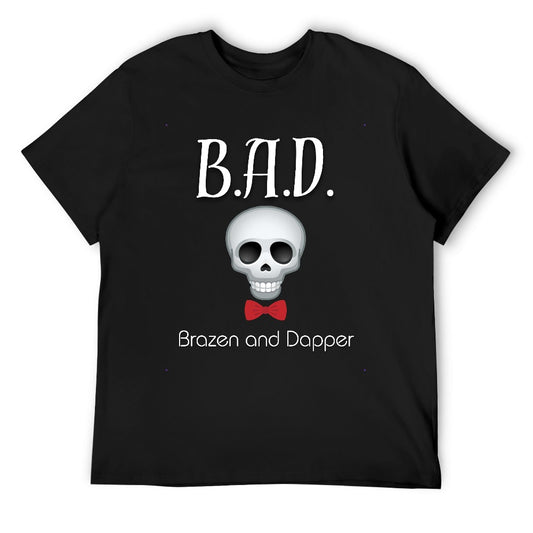Men's B.A.D Brazen And Dapper Skull Bowtie Print Cotton T-shirt