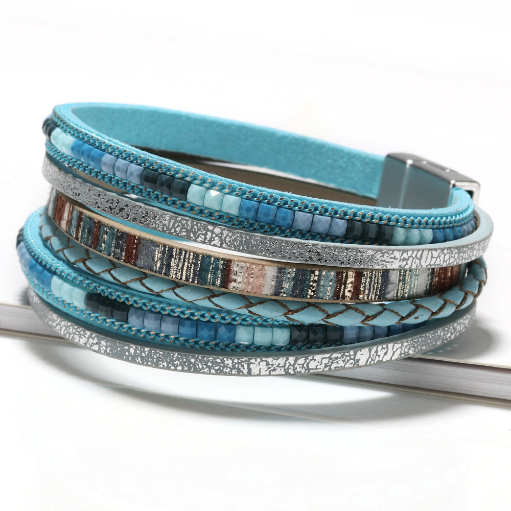 Bohemian Style Bracelet Bangle Braided Faux Leather Rope