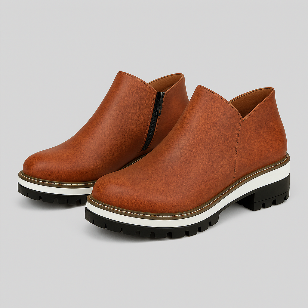 Women's Faux Leather Round Toe Ankle Boots