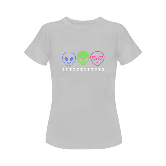 Women's Alien Cartoon Print Cotton T-shirt