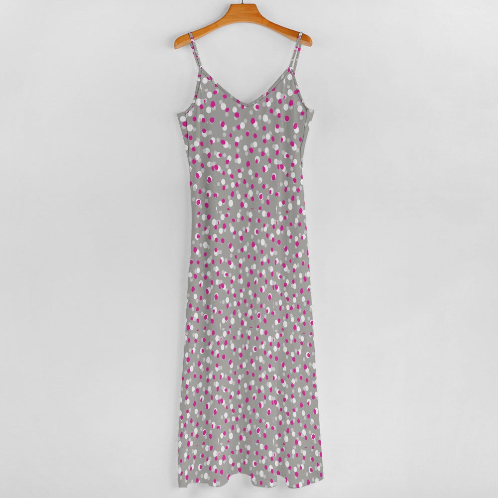 Women's Polka Dot Spotty Print Spaghetti Strap Maxi Dress