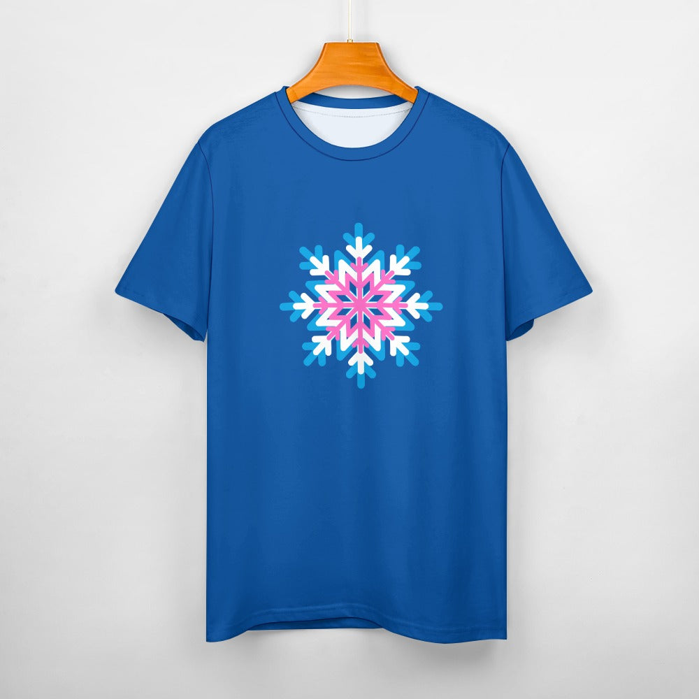 Women's Christmas Snowflake Short Sleeve Cotton T-Shirt