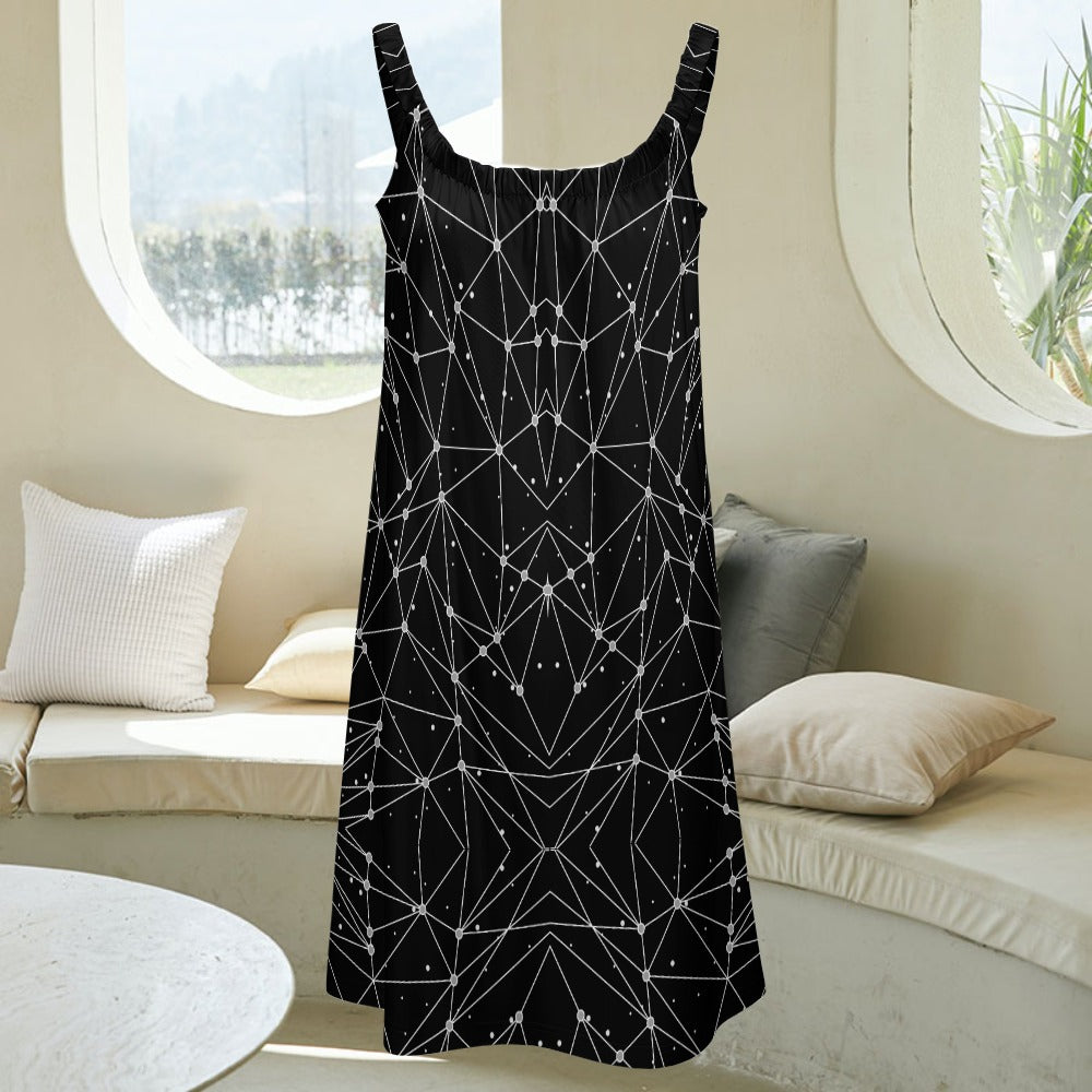 Women's Geometric Print Sleeveless Cami Scoop Neck Loose Dress