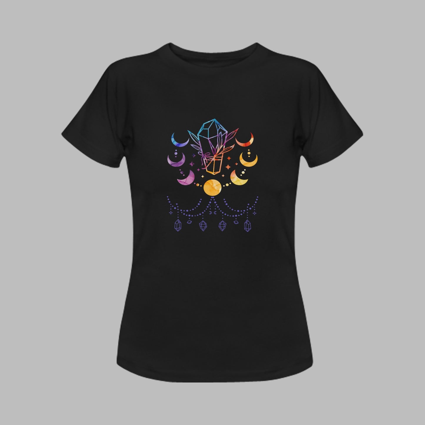 Women's Moon & Crystals Cotton T-shirt