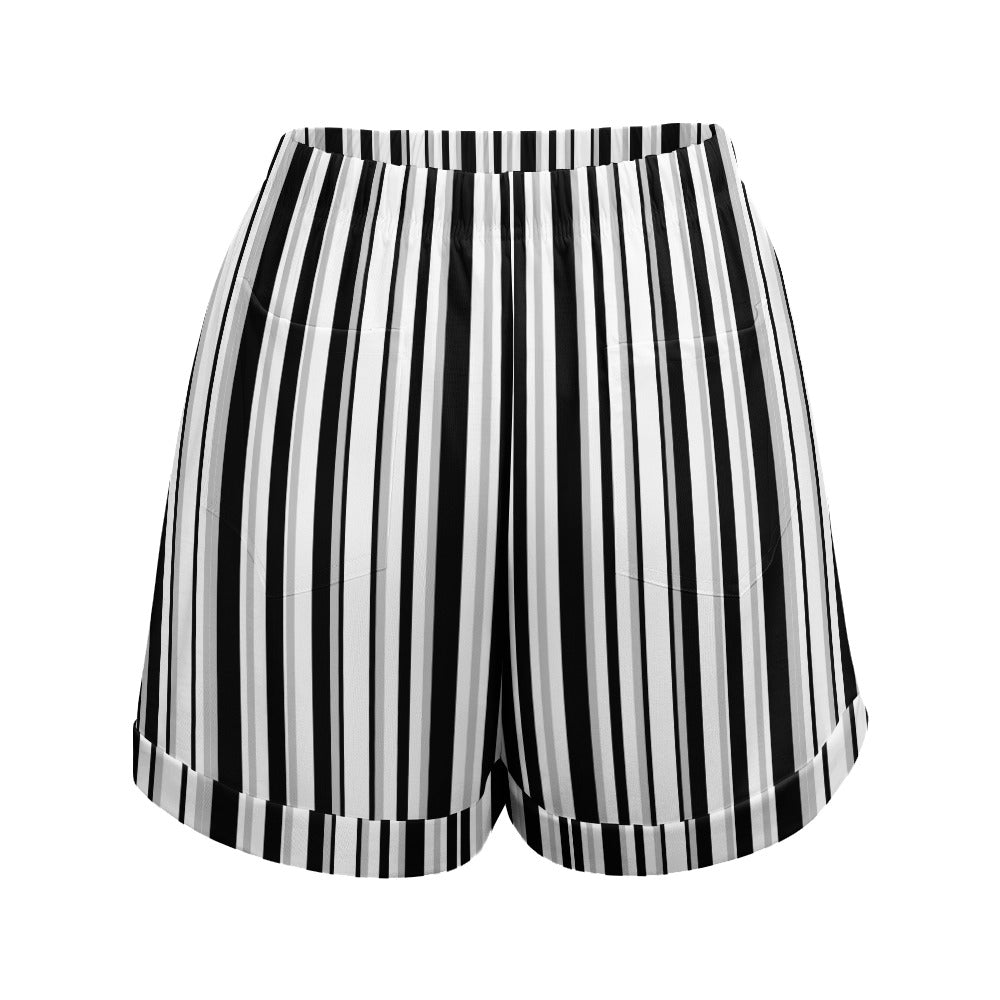 Women's Colourful Print High Elastic Waist Loose Shorts