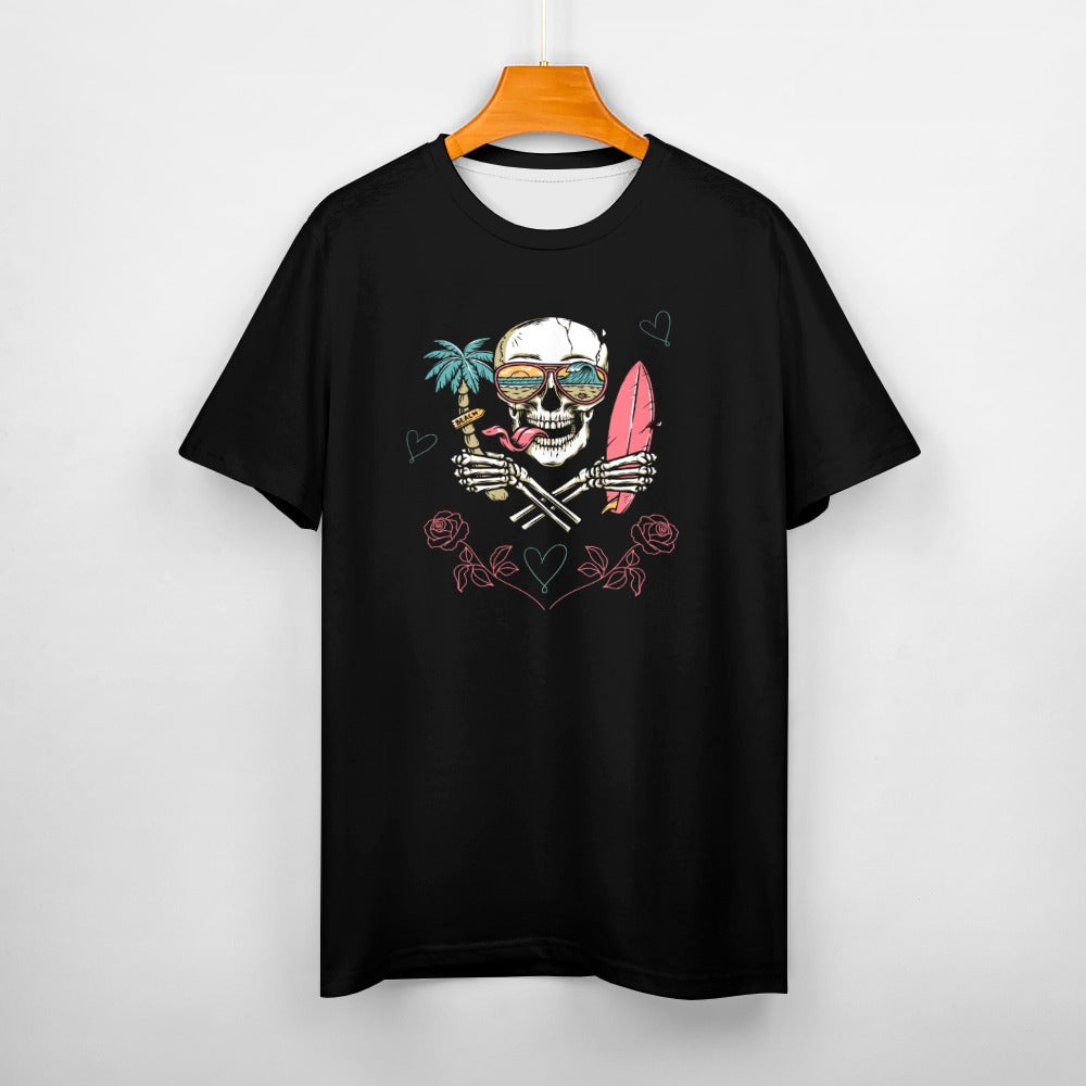 Women's Skull Beach Print Cotton T-shirt