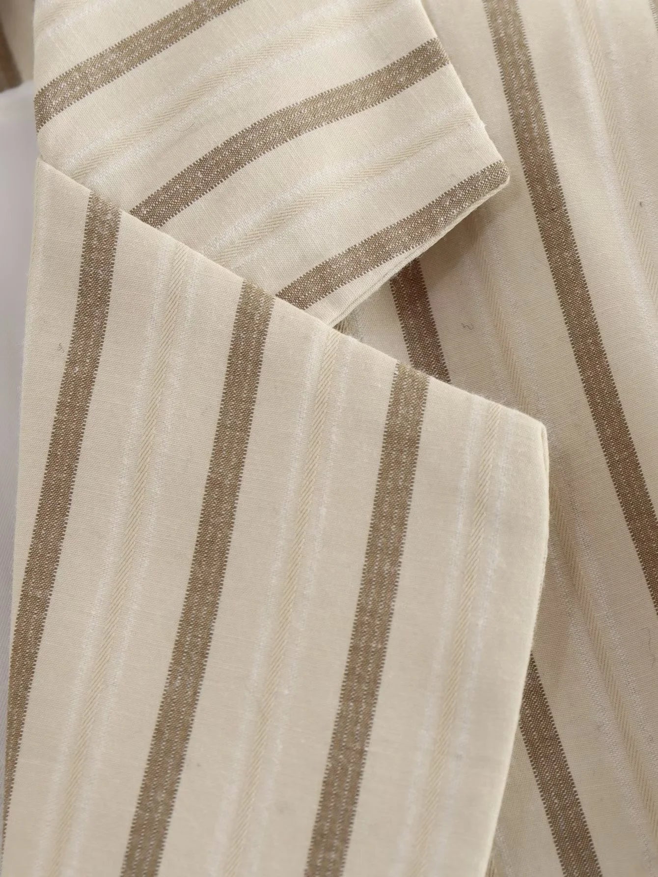 Women's Beige Brown Striped Single Breasted Blazer Jacket