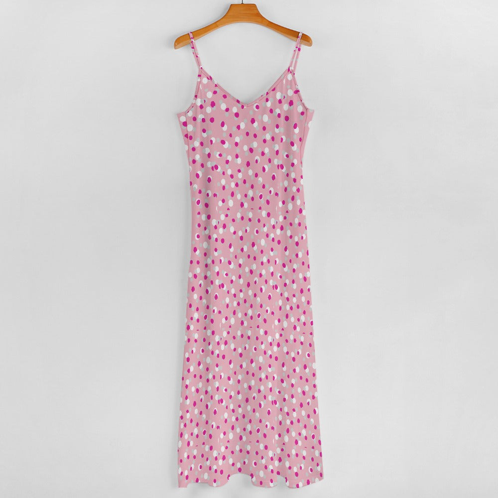 Women's Polka Dot Spotty Print Spaghetti Strap Maxi Dress
