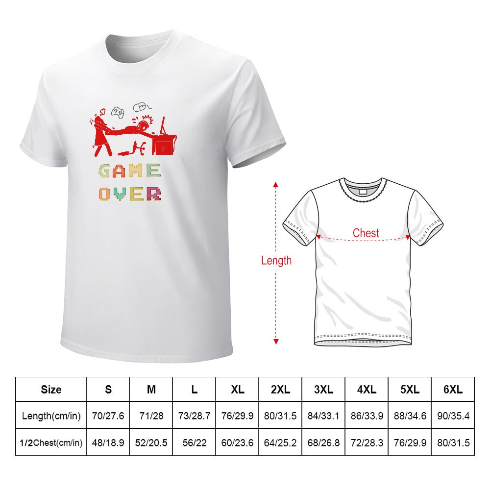 Men's Game Over Print Cotton Round Neck Short Sleeve T-shirt