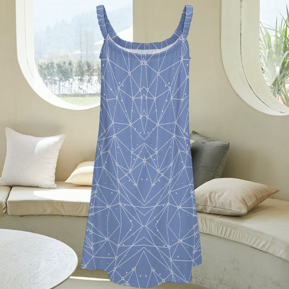 Women's Geometric Print Sleeveless Cami Scoop Neck Loose Dress
