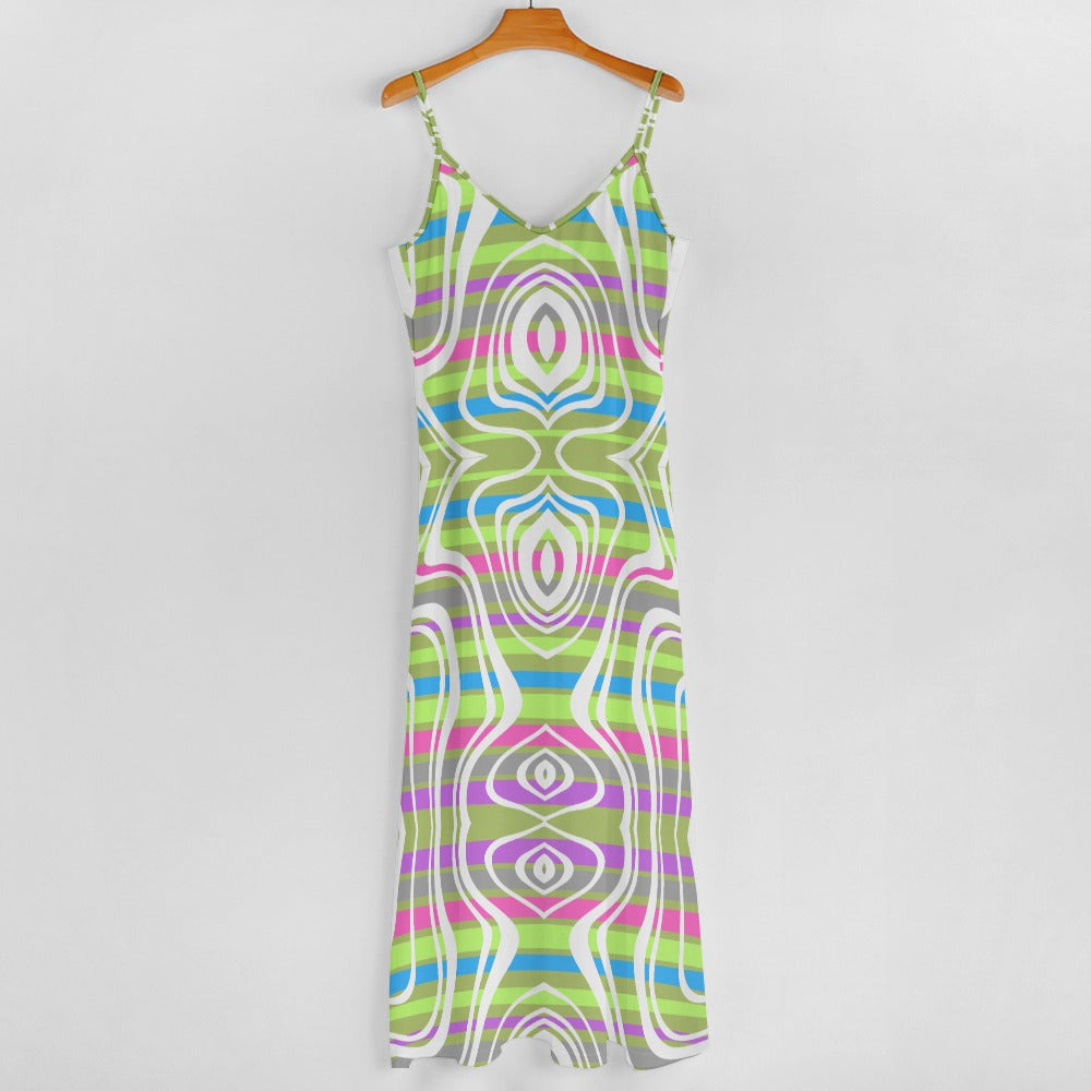 Women's Retro Hippie Print Spaghetti Strap Maxi Dress