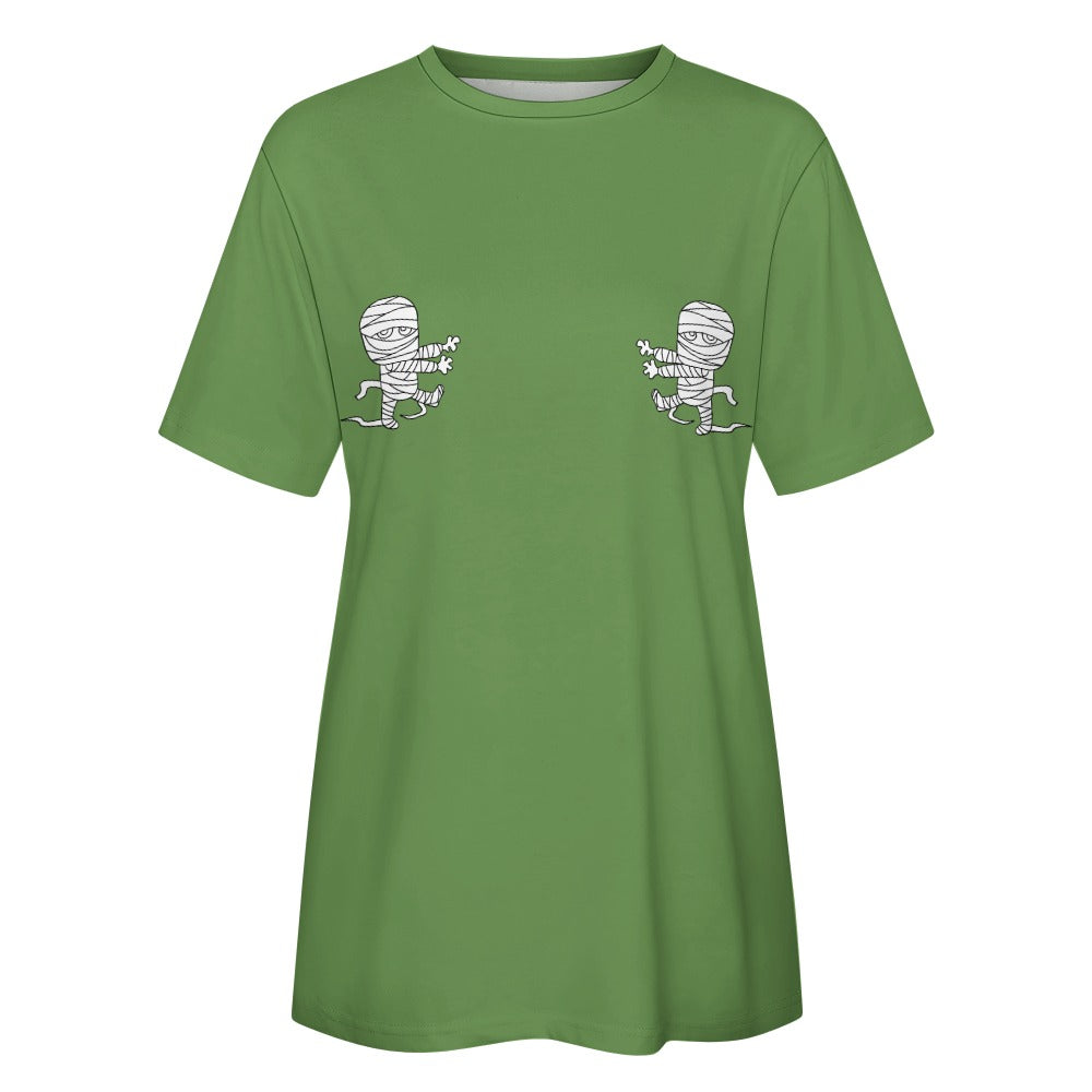 Women's Mummy Print Halloween Cotton Short Sleeve T-Shirt