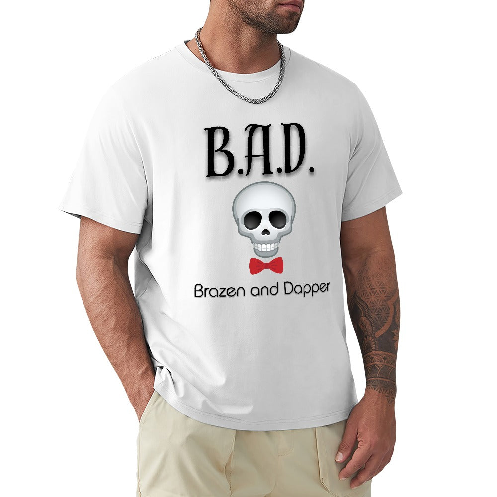 Men's Brazen And Dapper Skull Bowtie Print Cotton T-shirt White