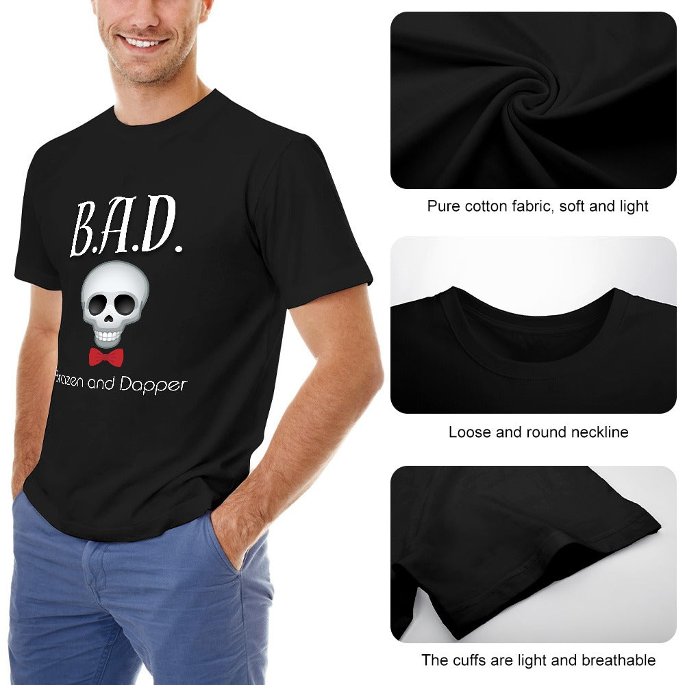Men's Brazen And Dapper Skull Bowtie Print Cotton T-shirt Black