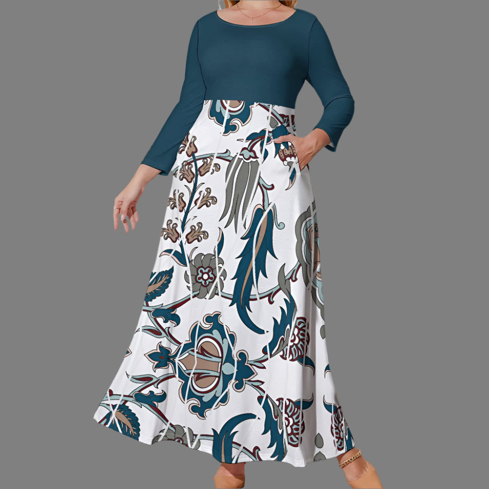 Women's Floral Print Maxi Dress With Pockets