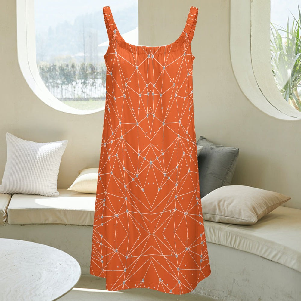 Women's Geometric Print Sleeveless Cami Scoop Neck Loose Dress