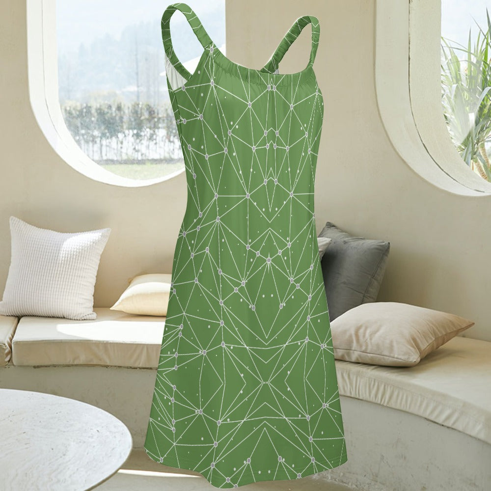 Women's Geometric Print Sleeveless Cami Scoop Neck Loose Dress