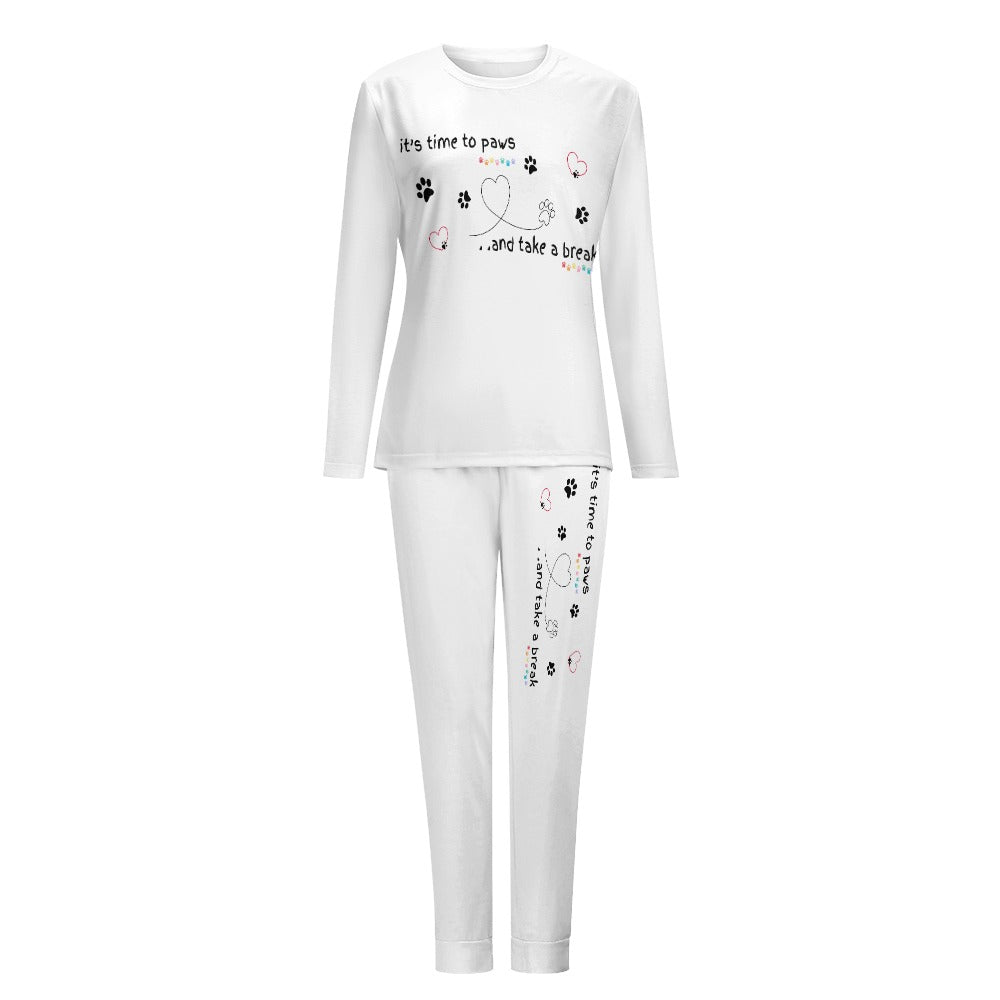 Women's It's Time to Paws Print Two Piece Pyjama Loungewear Set