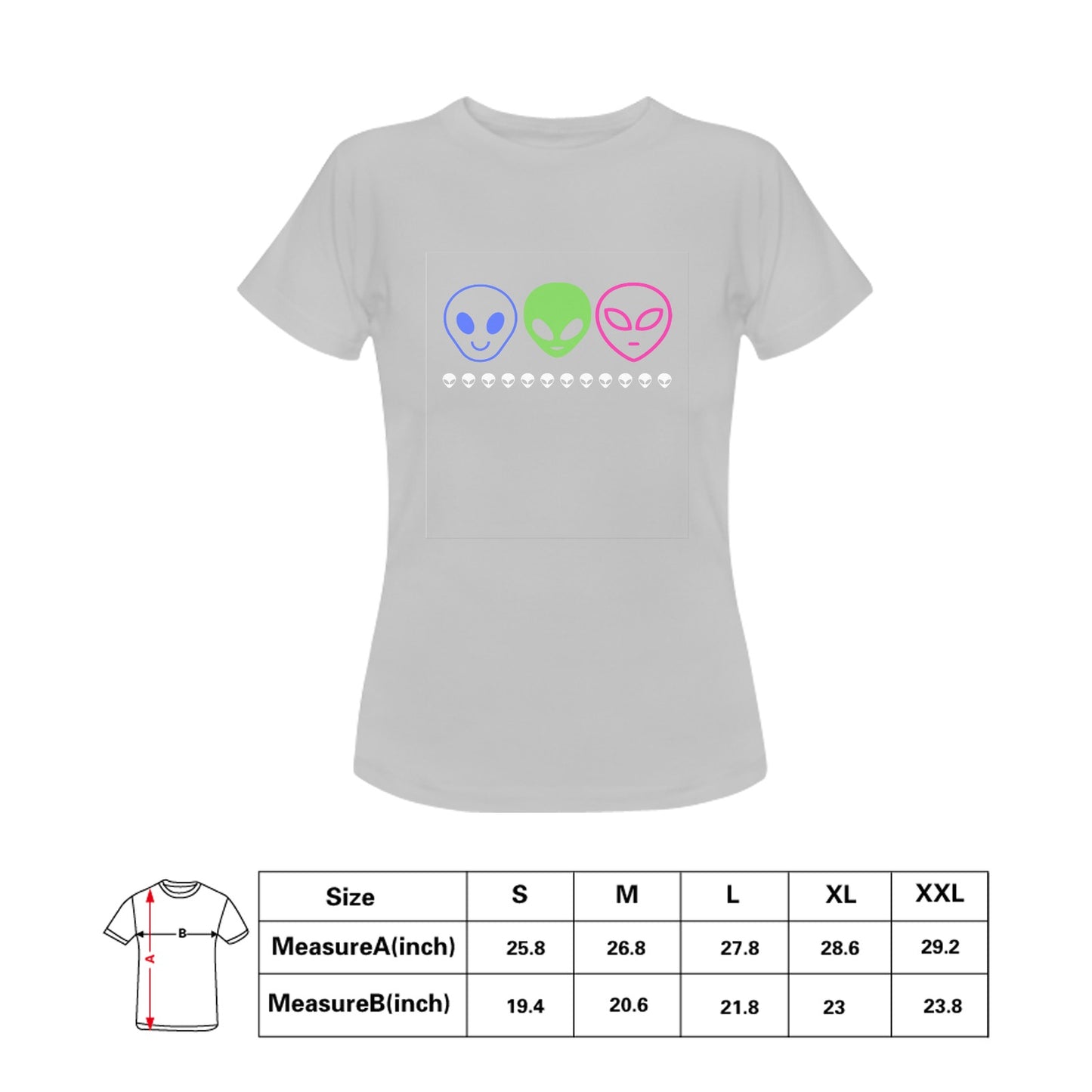 Women's Alien Cartoon Print Cotton T-shirt