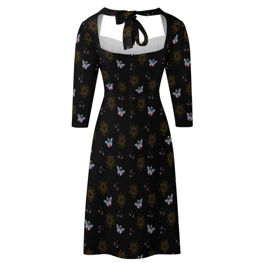 Women's Butterfly Sun Back Tie Fitted Dress