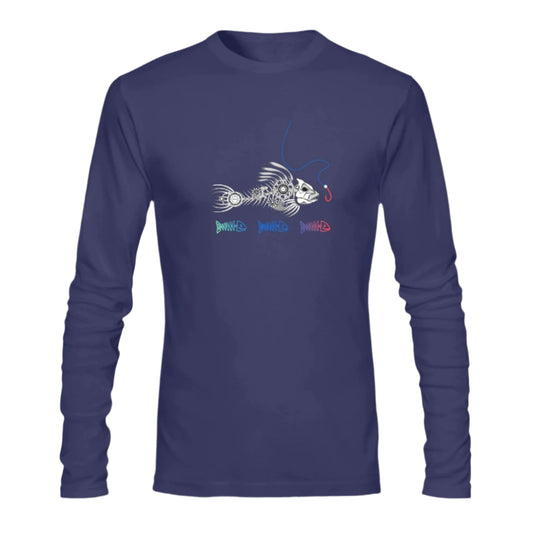 Men's Fishing Print Long Sleeve Cotton T-shirt