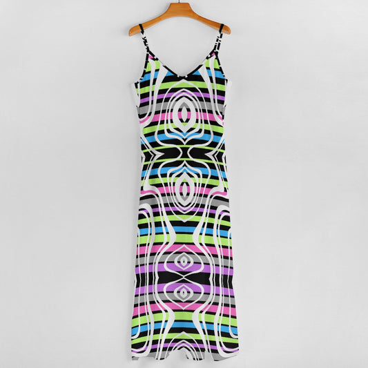 Women's Retro Hippie Print Spaghetti Strap Maxi Dress