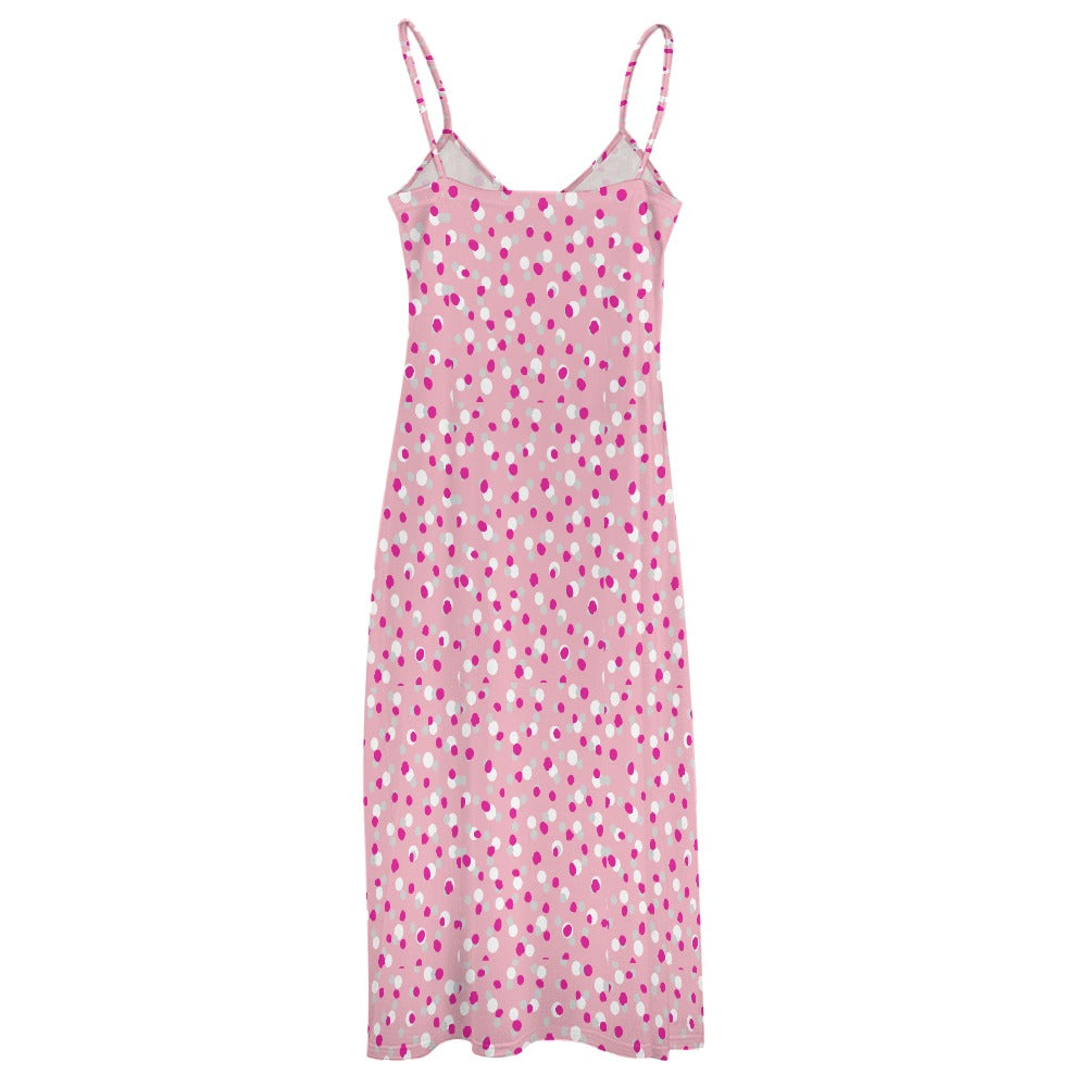 Women's Polka Dot Spotty Print Spaghetti Strap Maxi Dress