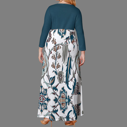 Women's Floral Print Maxi Dress With Pockets