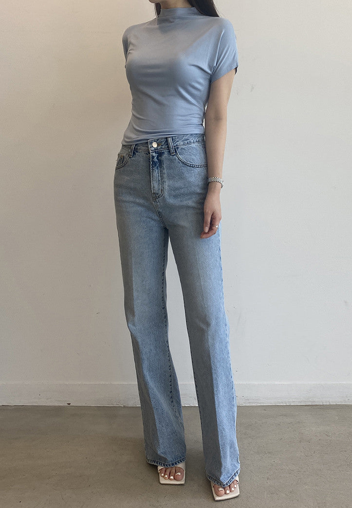 Women's High Waist Denim Jeans Flare Centre Hem