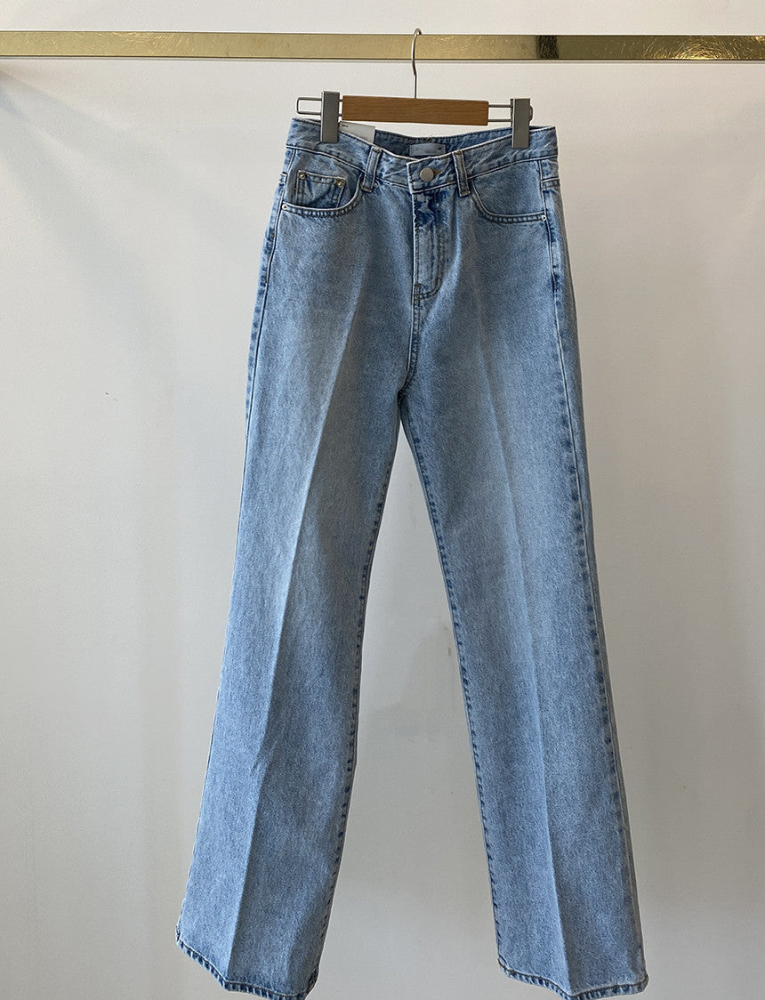 Women's High Waist Denim Jeans Flare Centre Hem