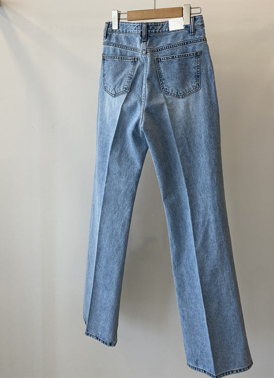 Women's High Waist Denim Jeans Flare Centre Hem