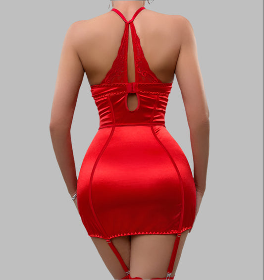 Women's Sexy Lingerie Bustier Lace Corset Mini Dress