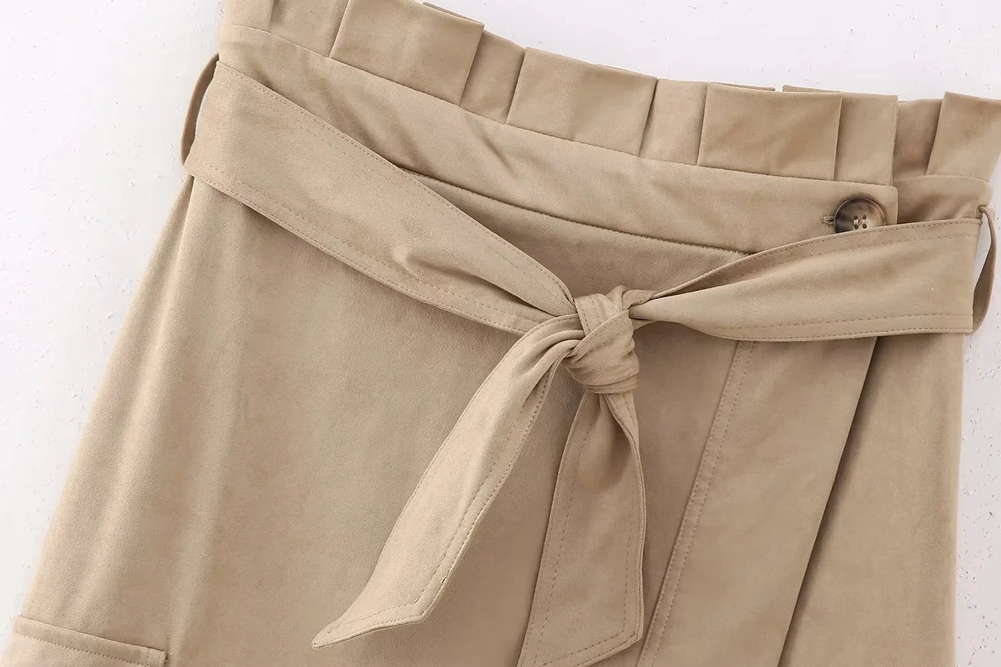 Women's Faux Suede High Waist Tied Wrap Midi Skirt
