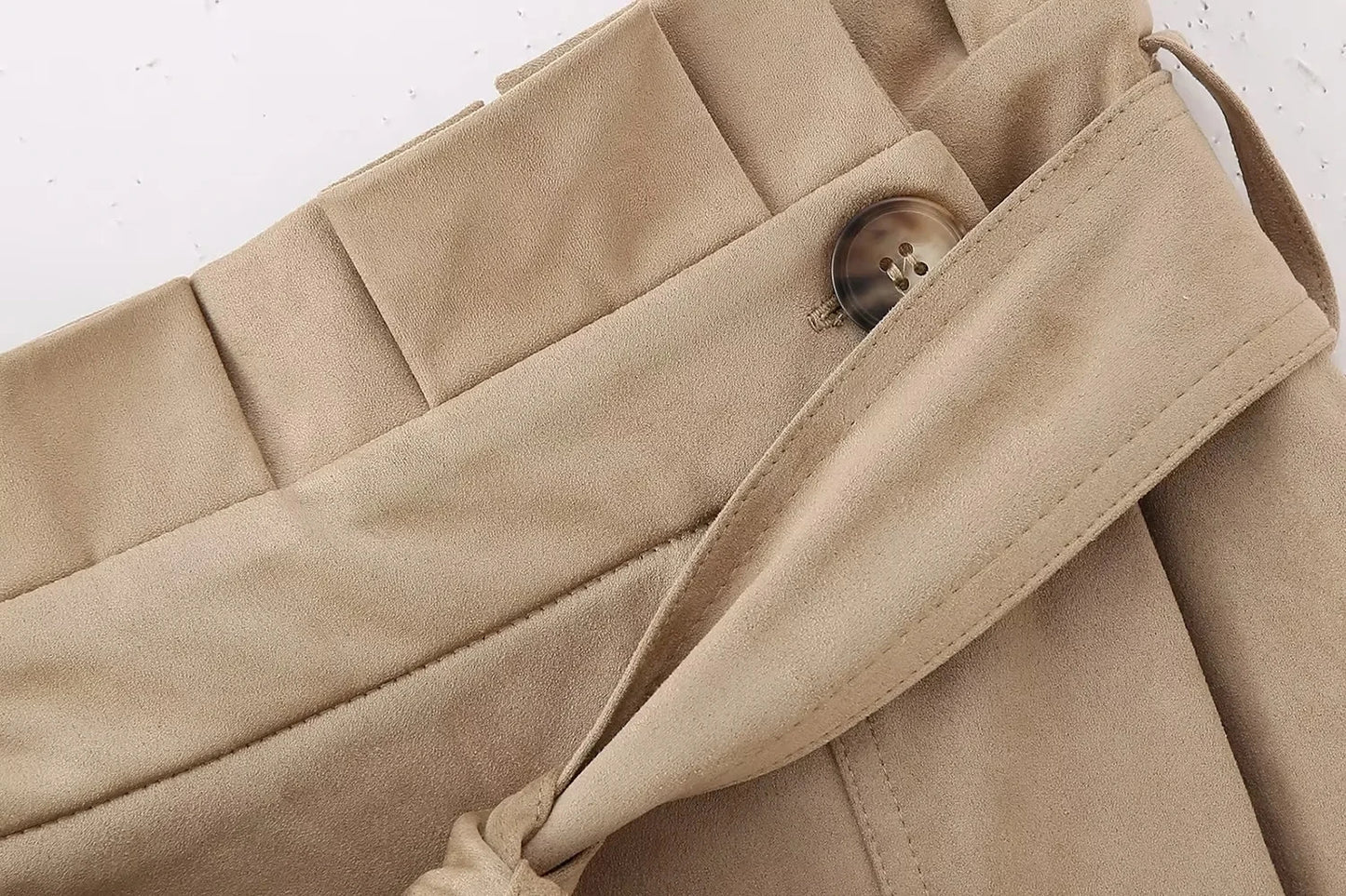 Women's Faux Suede High Waist Tied Wrap Midi Skirt