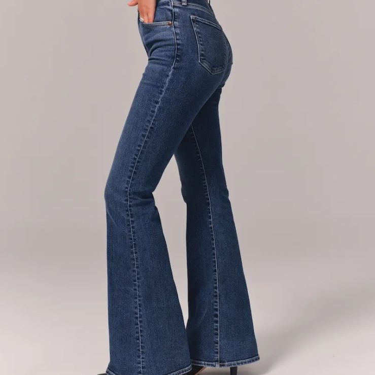 Women's Denim Flare Jeans Vintage High Waist Fashion Stretch Pocket Trousers