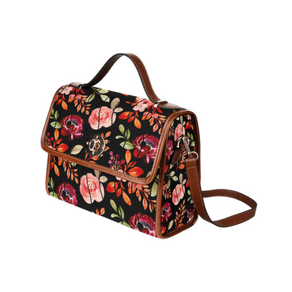 Women's Rustic Floral Print Handbag with Shoulder Strap