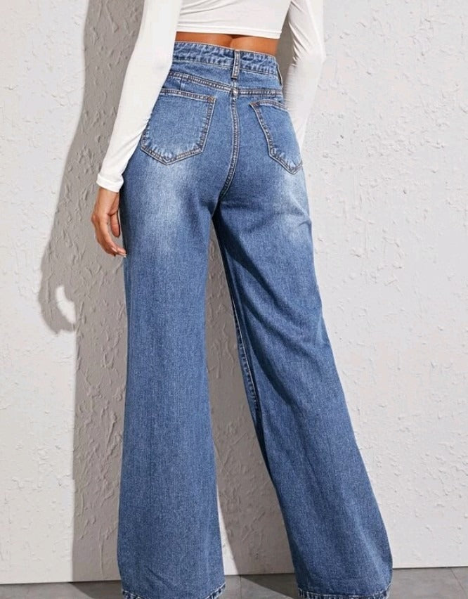 Women's Denim Jeans Wide Leg Flare Trousers